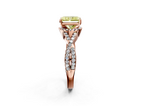 Rose gold Fancy Yellow Radiant  Halo Twist Band Solitaire Prong Setting Ring_67