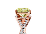 Rose gold Fancy Yellow Radiant  Halo Twist Band Solitaire Prong Setting Ring_70