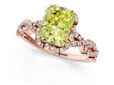 Rose gold Fancy Yellow Radiant  Halo Twist Band Solitaire Ring with Six-Prong Setting_4