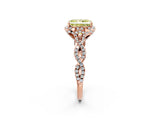 Rose gold Fancy Yellow Radiant  Halo Twist Band Solitaire Ring with Six-Prong Setting_5