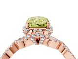 Rose gold Fancy Yellow Radiant  Halo Twist Band Solitaire Ring with Six-Prong Setting_7