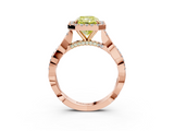 Rose gold Fancy Yellow Radiant  Halo Twist Band Solitaire Ring_23