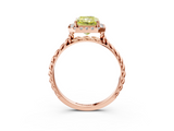Rose gold Fancy Yellow Radiant  Halo Twisted Band Four-Prong Diamond Ring_23