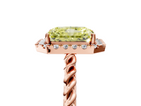 Rose gold Fancy Yellow Radiant  Halo Twisted Band Four-Prong Diamond Ring_25