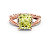 Rose gold Fancy Yellow Radiant  Halo Twisted Band Four-Prong Ring_33