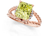 Rose gold Fancy Yellow Radiant  Halo Twisted Band Four-Prong Ring_34