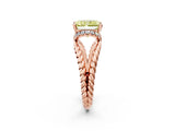 Rose gold Fancy Yellow Radiant  Halo Twisted Band Four-Prong Ring_35