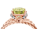 Rose gold Fancy Yellow Radiant  Halo Twisted Band Four-Prong Ring_37