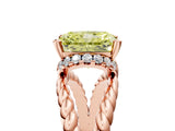 Rose gold Fancy Yellow Radiant  Halo Twisted Band Four-Prong Ring_38