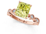 Rose gold Fancy Yellow Radiant  Milgrain Bezel Diamond Engagement Ring with Solitaire Prong Setting_144