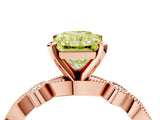 Rose gold Fancy Yellow Radiant  Milgrain Bezel Diamond Engagement Ring with Solitaire Prong Setting_147