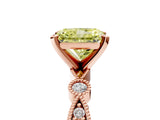 Rose gold Fancy Yellow Radiant  Milgrain Bezel Diamond Engagement Ring with Solitaire Prong Setting_148