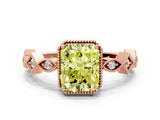 Rose gold Fancy Yellow Radiant  Milgrain Marquise Diamond Twist Band Ring_62