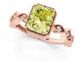 Rose gold Fancy Yellow Radiant  Milgrain Marquise Diamond Twist Band Ring_63