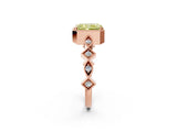 Rose gold Fancy Yellow Radiant  Milgrain Marquise Diamond Twist Band Ring_64