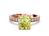 Rose gold Fancy Yellow Radiant  Milgrain Pave Diamond Engagement Ring with Four-Prong Setting_152