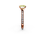 Rose gold Fancy Yellow Radiant  Milgrain Pave Diamond Engagement Ring with Four-Prong Setting_154