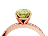 Rose gold Fancy Yellow Radiant  Milgrain Pave Diamond Engagement Ring with Four-Prong Setting_156