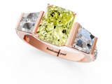 Rose gold Fancy Yellow Radiant  Solitaire Baguette Side Stone Channel Set Engagement Ring_4