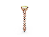 Rose gold Fancy Yellow Radiant  Solitaire Beaded Band Prong Setting Ring 2