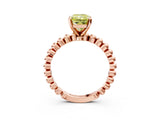 Rose gold Fancy Yellow Radiant  Solitaire Beaded Band Prong Setting Ring 3