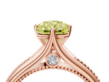 Rose gold Fancy Yellow Radiant  Solitaire Beaded Band Six-Prong Setting_4