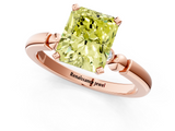 Rose gold Fancy Yellow Radiant  Solitaire Beaded Band with Four-Prong Setting_26