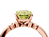Rose gold Fancy Yellow Radiant  Solitaire Beaded Band with Four-Prong Setting_29