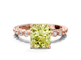 Rose gold Fancy Yellow Radiant  Solitaire Bezel Accent Diamond Engagement Ring with Beaded Band and Four-Prong Setting_24