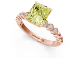 Rose gold Fancy Yellow Radiant  Solitaire Bezel Accent Diamond Engagement Ring with Beaded Band and Four-Prong Setting_25