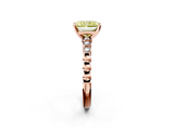 Rose gold Fancy Yellow Radiant  Solitaire Bezel Accent Diamond Engagement Ring with Beaded Band and Four-Prong Setting_26