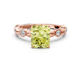 Rose gold Fancy Yellow Radiant  Solitaire Bezel-Set Diamond Ring with Beaded Band and Four-Prong Setting_31