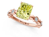 Rose gold Fancy Yellow Radiant  Solitaire Bezel-Set Diamond Ring with Beaded Band and Four-Prong Setting_32