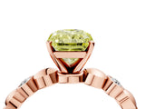 Rose gold Fancy Yellow Radiant  Solitaire Bezel-Set Diamond Ring with Beaded Band and Four-Prong Setting_35