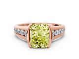 Rose gold Fancy Yellow Radiant  Solitaire Bezel-Set Diamond Ring with Channel-Set Band_121