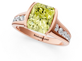 Rose gold Fancy Yellow Radiant  Solitaire Bezel-Set Diamond Ring with Channel-Set Band_122