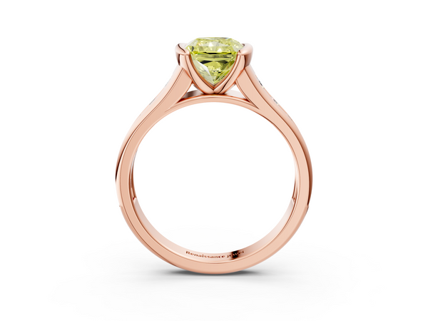 Rose Gold Radiant Cut Half Bezel Engagement Ring Setting for Fancy Yellow Center