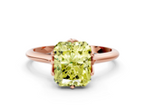 Rose gold Fancy Yellow Radiant  Solitaire Cathedral Diamond Ring with Six-Prong Setting_43