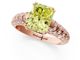 Rose gold Fancy Yellow Radiant  Solitaire Chevron Pave Diamond Engagement Ring with Six-Prong Setting_4
