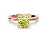 Rose gold Fancy Yellow Radiant  Solitaire Diamond Engagement Ring with Four-Prong Setting on a Classic Band_3
