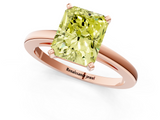 Rose gold Fancy Yellow Radiant  Solitaire Diamond Engagement Ring with Four-Prong Setting on a Classic Band_4