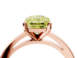 Rose gold Fancy Yellow Radiant  Solitaire Diamond Engagement Ring with Four-Prong Setting on a Classic Band_7