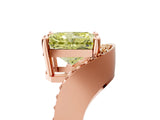 Rose gold Fancy Yellow Radiant  Solitaire Diamond Engagement Ring with Pave Band and Four-Prong Setting 1