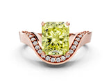 Rose gold Fancy Yellow Radiant  Solitaire Diamond Engagement Ring with Pave Band and Four-Prong Setting 2