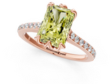 Rose gold Fancy Yellow Radiant  Solitaire Diamond Engagement Ring with Pave Band and Six-Prong Setting_21