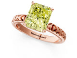 Rose gold Fancy Yellow Radiant  Solitaire Diamond Engagement Ring with XO Engraved Band and Four-Prong Setting 2