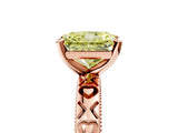Rose gold Fancy Yellow Radiant  Solitaire Diamond Engagement Ring with XO Engraved Band and Four-Prong Setting