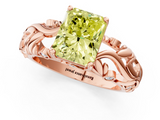 Rose gold Fancy Yellow Radiant  Solitaire Diamond Leaf Vine Band with Prong Setting_29