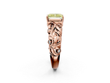 Rose gold Fancy Yellow Radiant  Solitaire Diamond Leaf Vine Band with Prong Setting_30