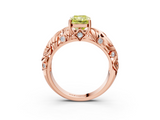 Rose gold Fancy Yellow Radiant  Solitaire Diamond Leaf Vine Band with Prong Setting_31